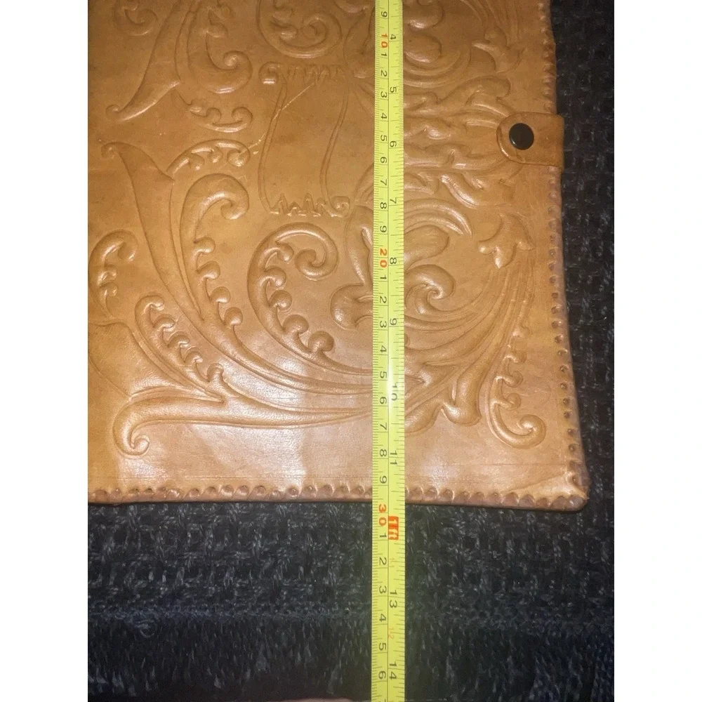Vintage‎ Tooled Leather Portfolio Folder Brown Leather